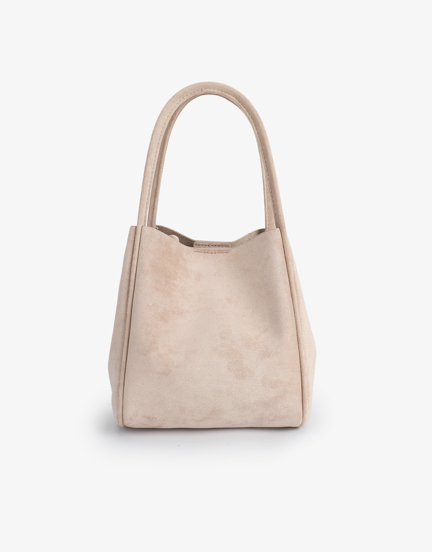 Back details of beige mini tote handbag_Remi and Reid