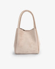 Back details of beige mini tote handbag_Remi and Reid