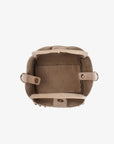 Interior view of a beige faux suede handbag_Remi and Reid