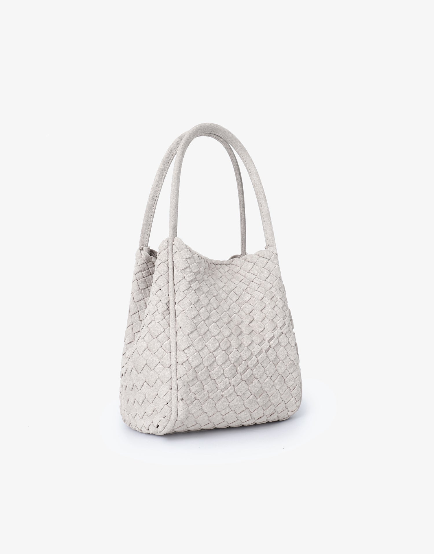 White woven faux suede mini handbag_Remi and Reid