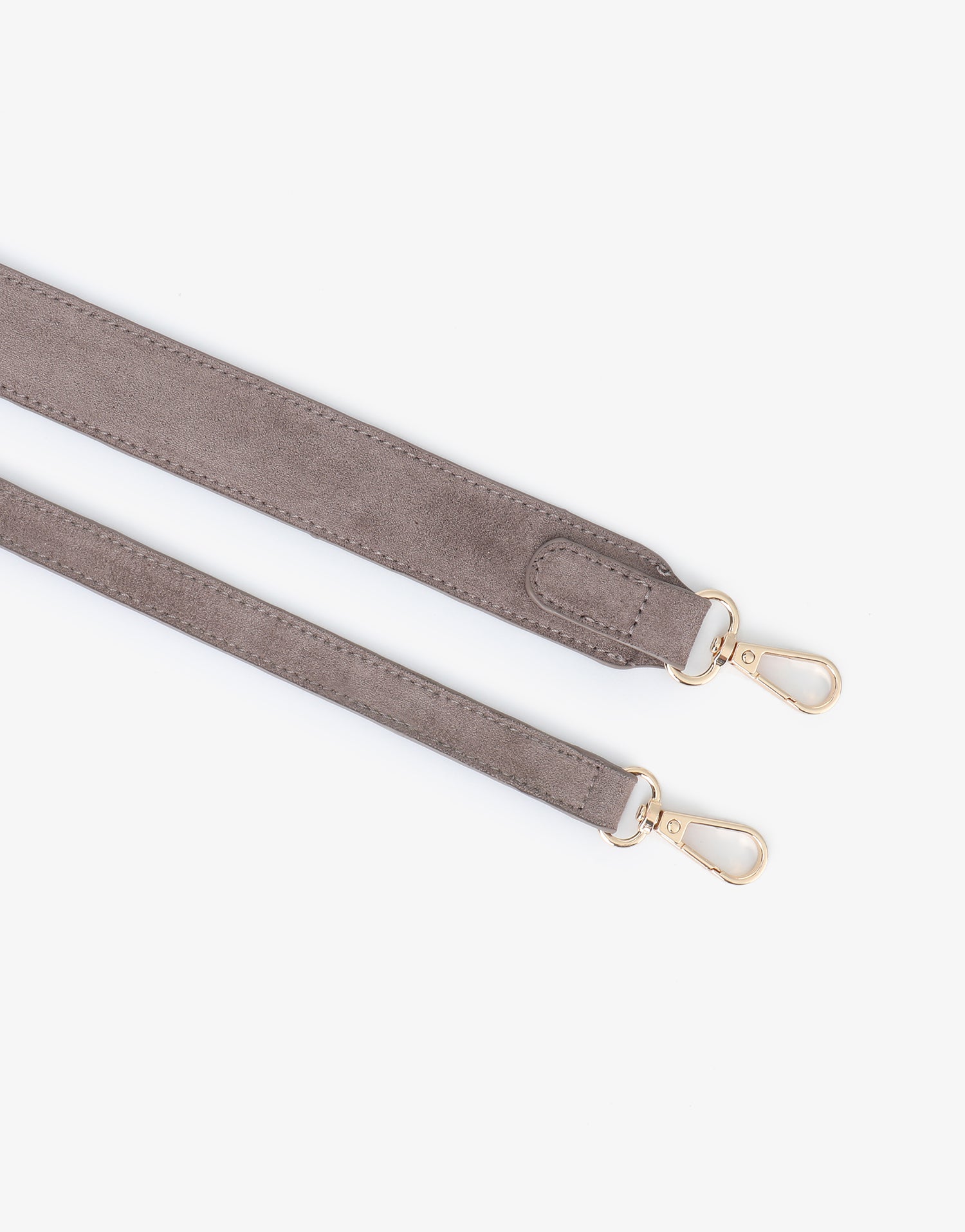 Dark taupe shoulder and body straps with gold hardware_Remi and Reid