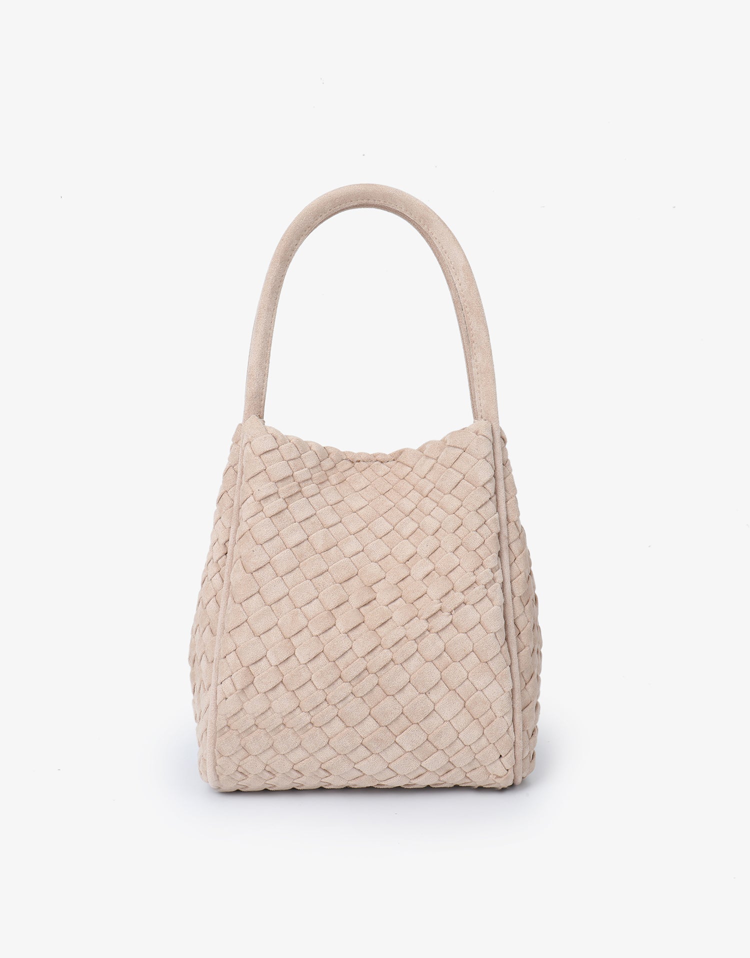 Beige woven faux suede mini handbag_Remi and Reid