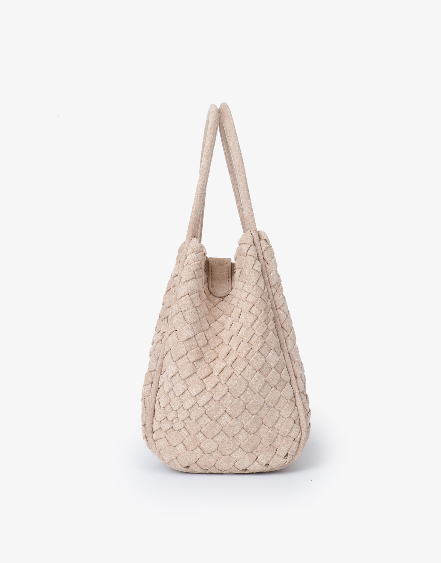 Beige woven faux suede mini tote handbag_Remi and Reid
