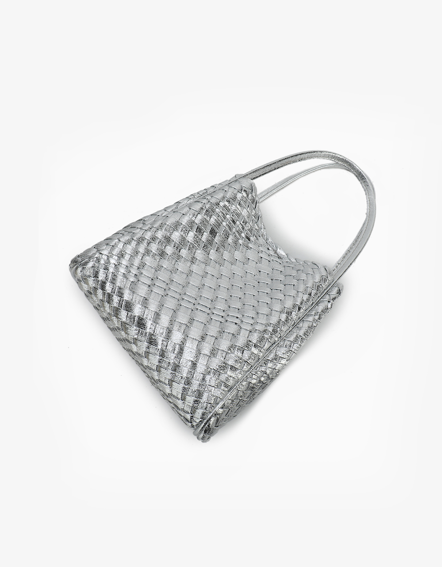 HOLLACE MINI TOTE WOVEN HI SHINE SILVER