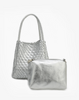 HOLLACE MINI TOTE WOVEN HI SHINE SILVER