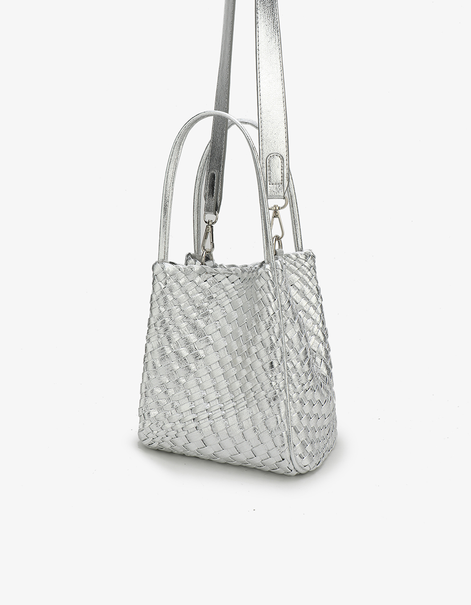 HOLLACE MINI TOTE WOVEN HI SHINE SILVER