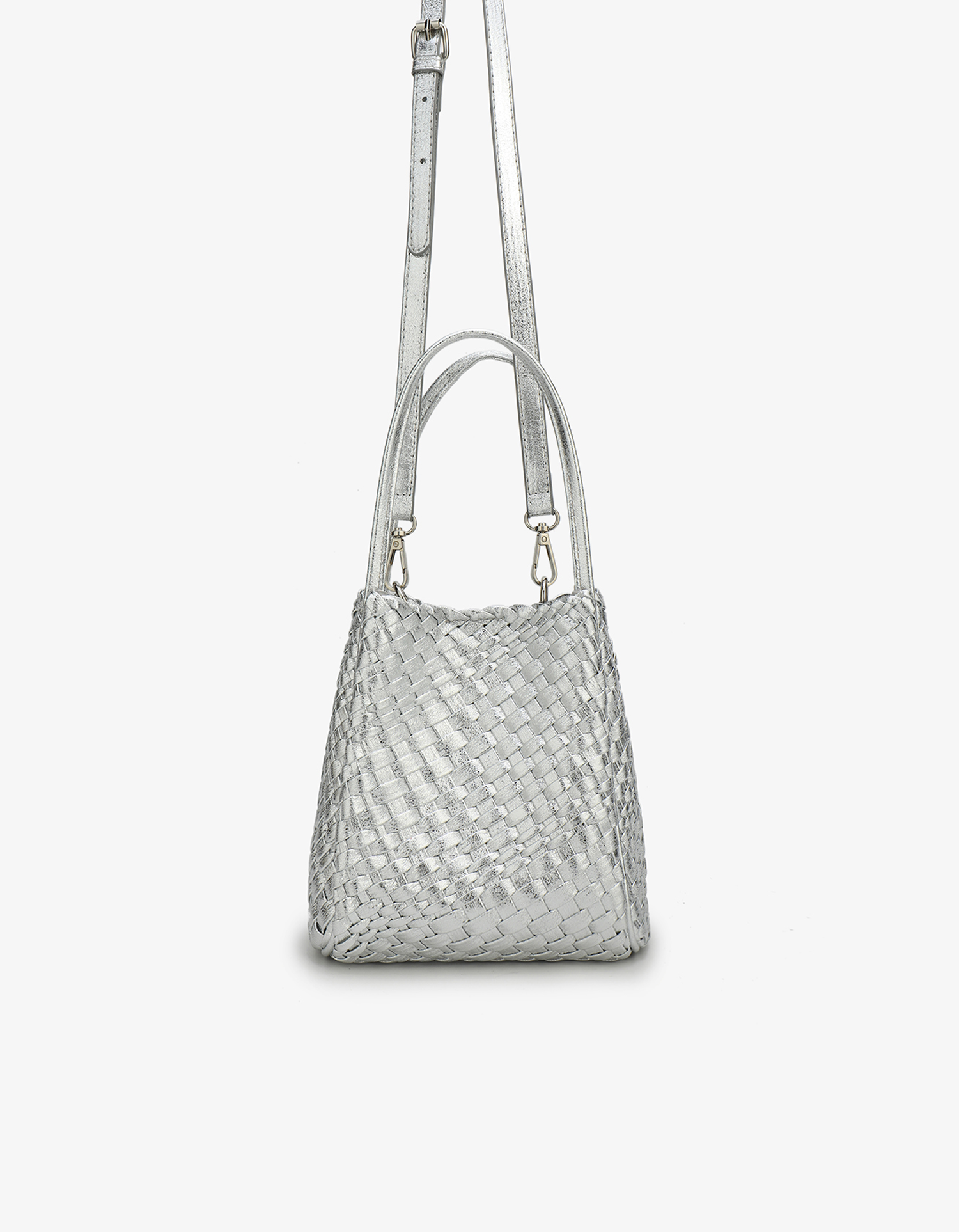HOLLACE MINI TOTE WOVEN HI SHINE SILVER