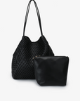 HOLLACE NORTH SOUTH TOTE WOVEN BLACK