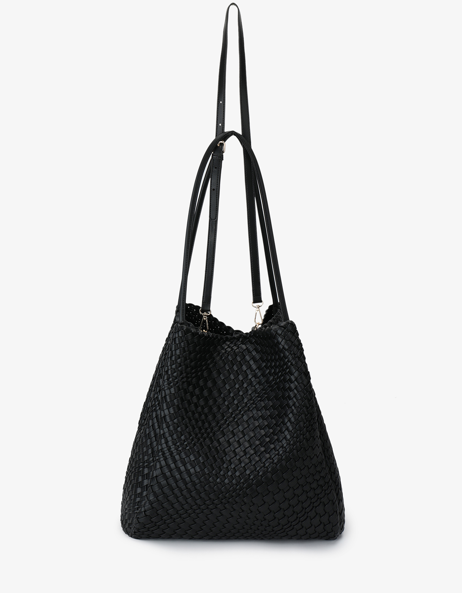 HOLLACE NORTH SOUTH TOTE WOVEN BLACK