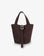 Mini brown faux suede handbag with buckle strap design_Remi and Reid