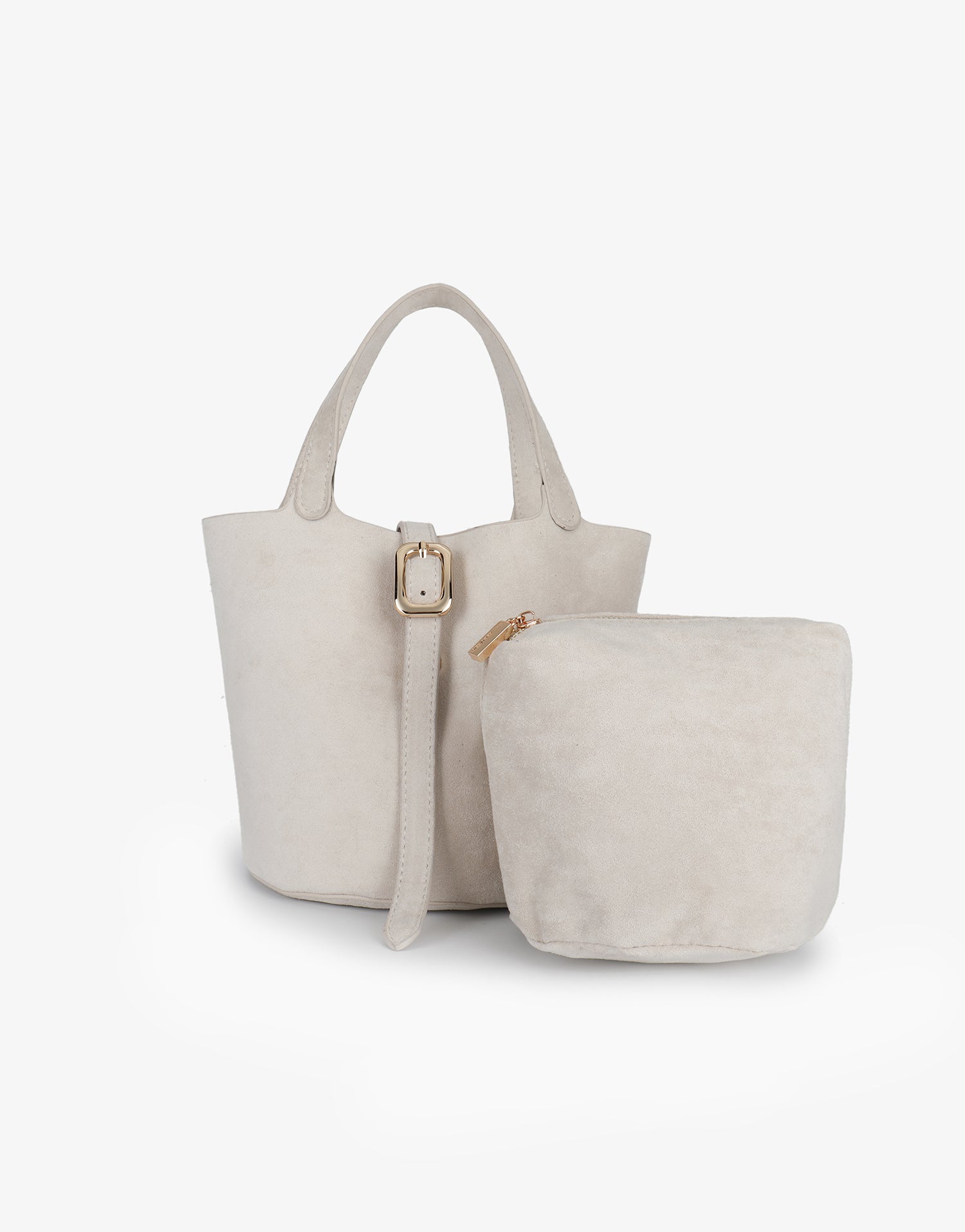 Cream beige handbag with matching pouch_Remi and Reid