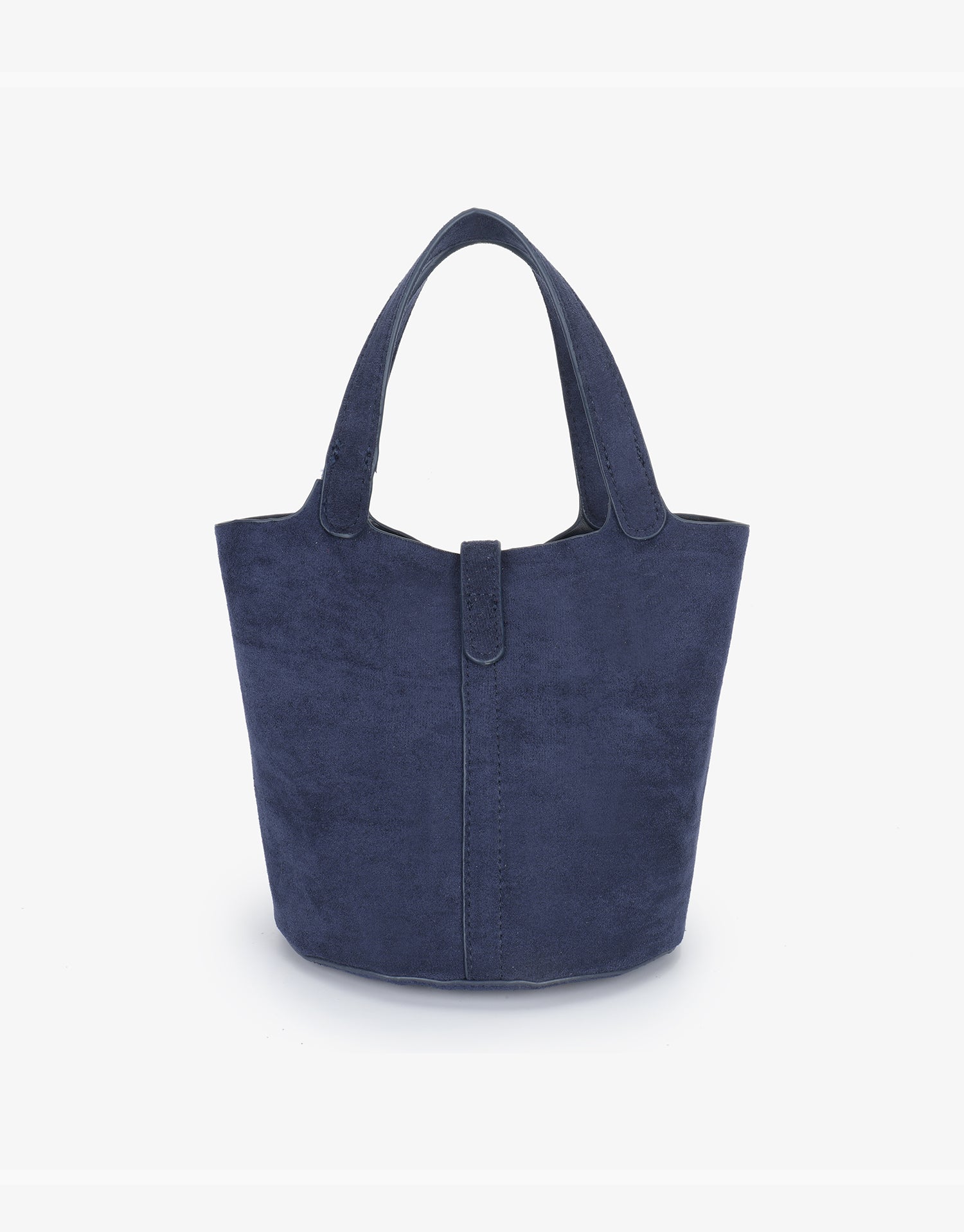 Back details of navy blue bucket bag_Remi and Reid