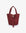 Wine red small bucket handbag with gold buckle strap design_Remi and Reid