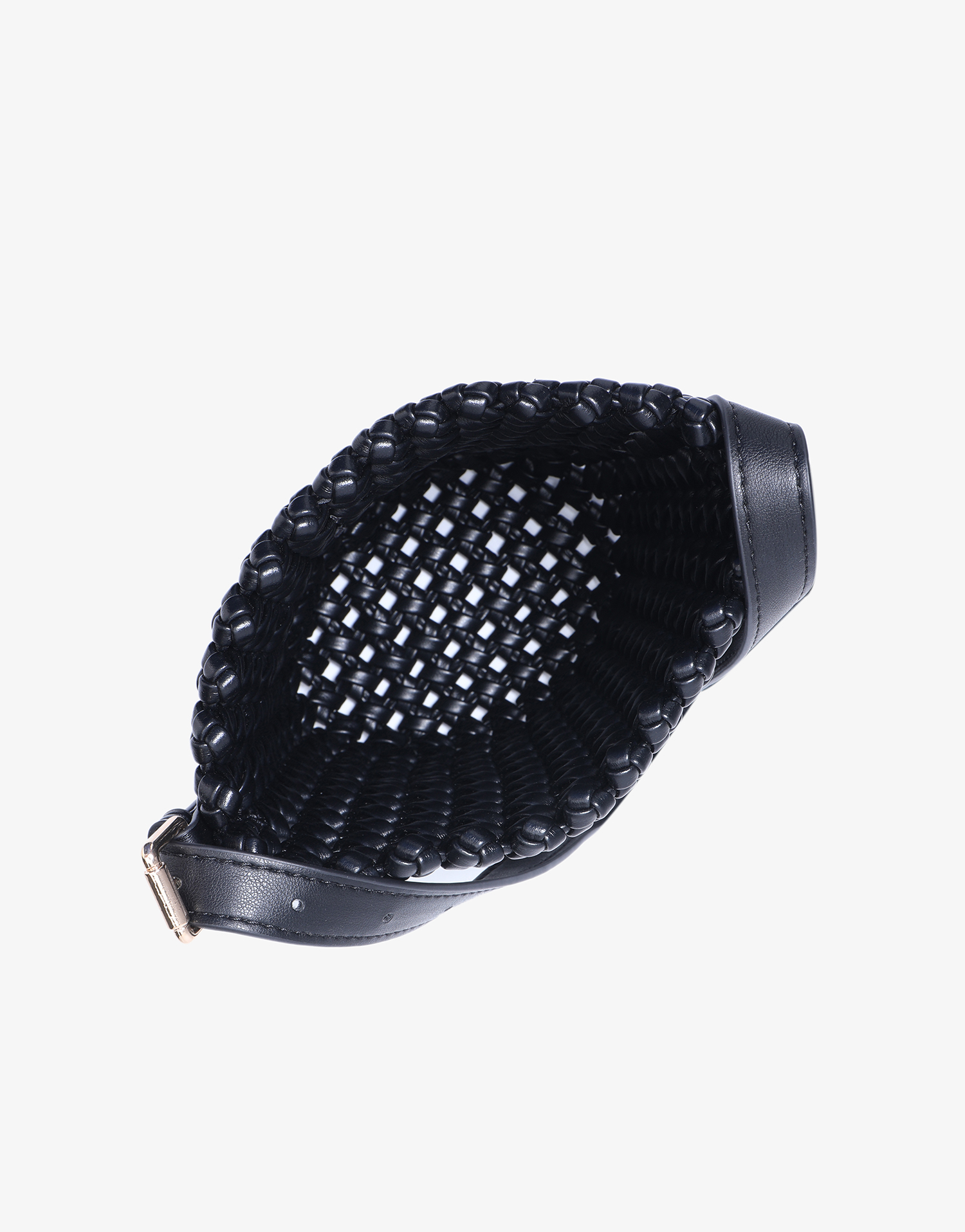 KALANI WOVEN BUCKET BAG MINI BLACK