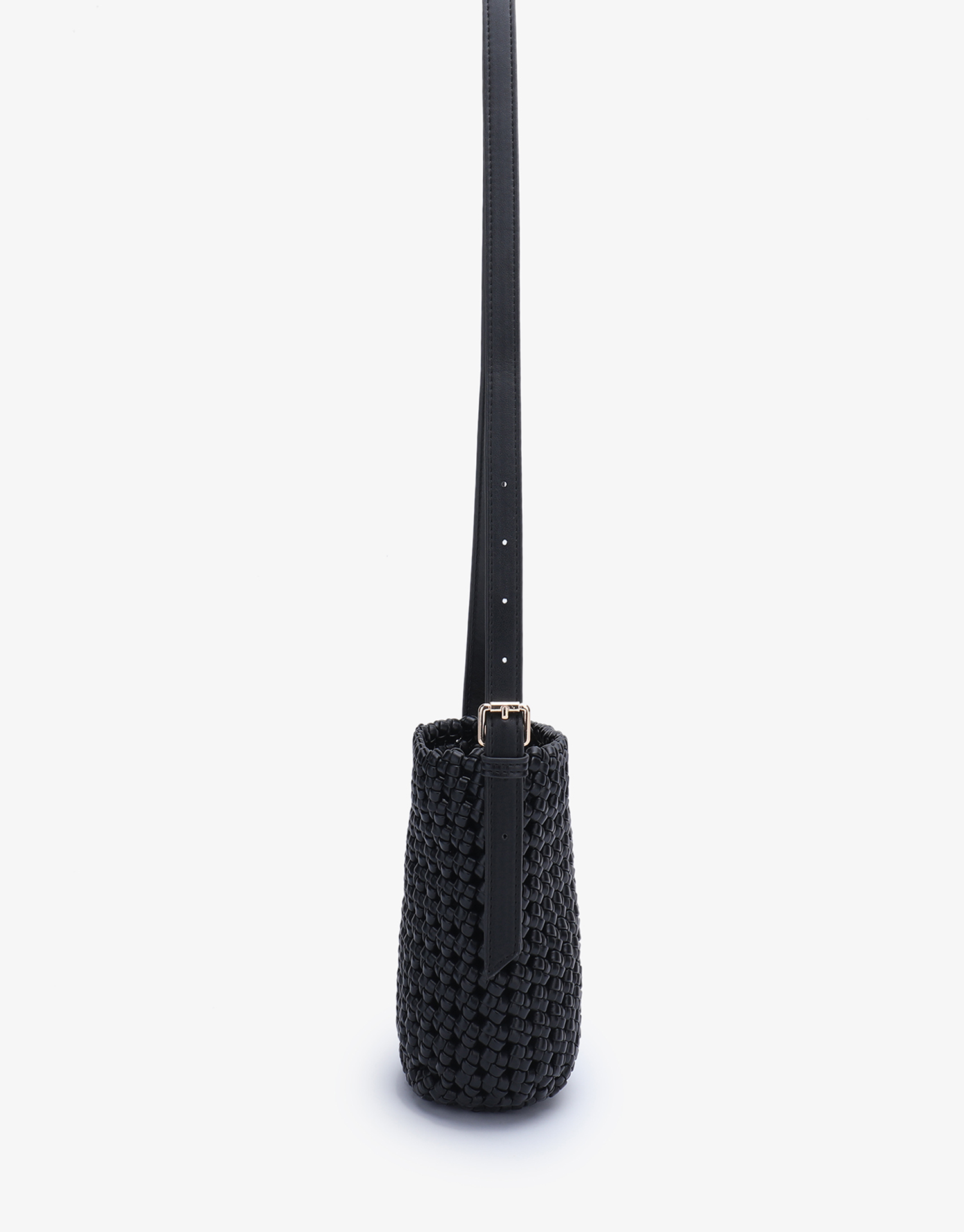 KALANI WOVEN BUCKET BAG MINI BLACK