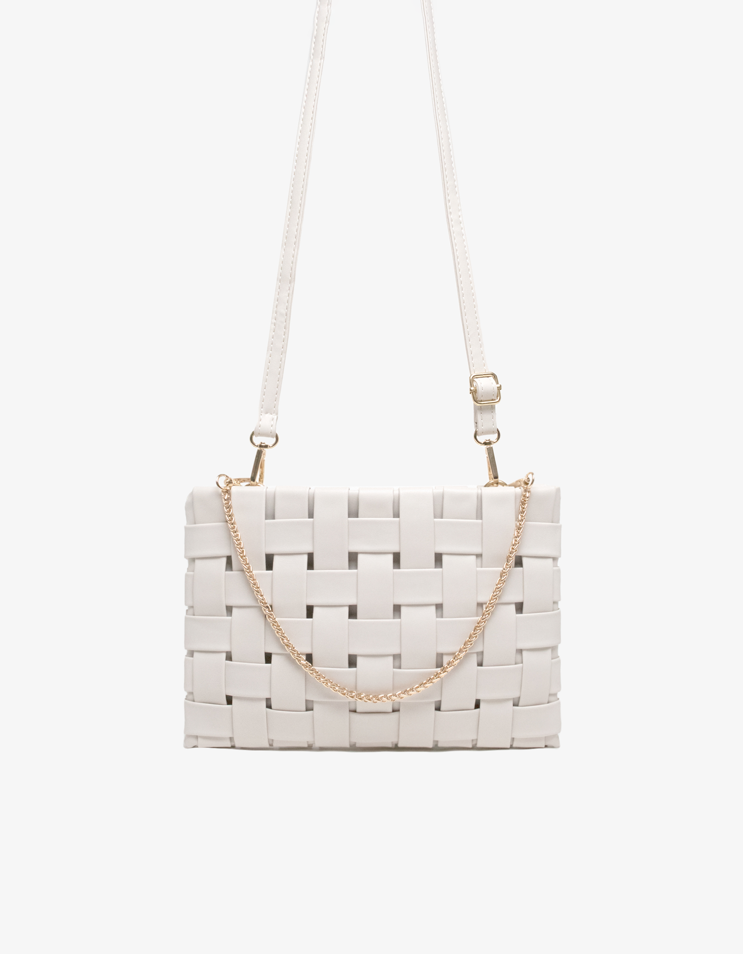 LINDY CLUTCH WOVEN LARGE OFF WHITE