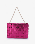 LINDY CLUTCH WOVEN LARGE HI SHINE METALLIC MAGENTA