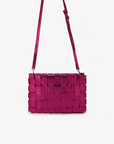 LINDY CLUTCH WOVEN LARGE HI SHINE METALLIC MAGENTA