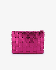 LINDY CLUTCH WOVEN LARGE HI SHINE METALLIC MAGENTA