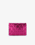 LINDY CLUTCH WOVEN LARGE HI SHINE METALLIC MAGENTA