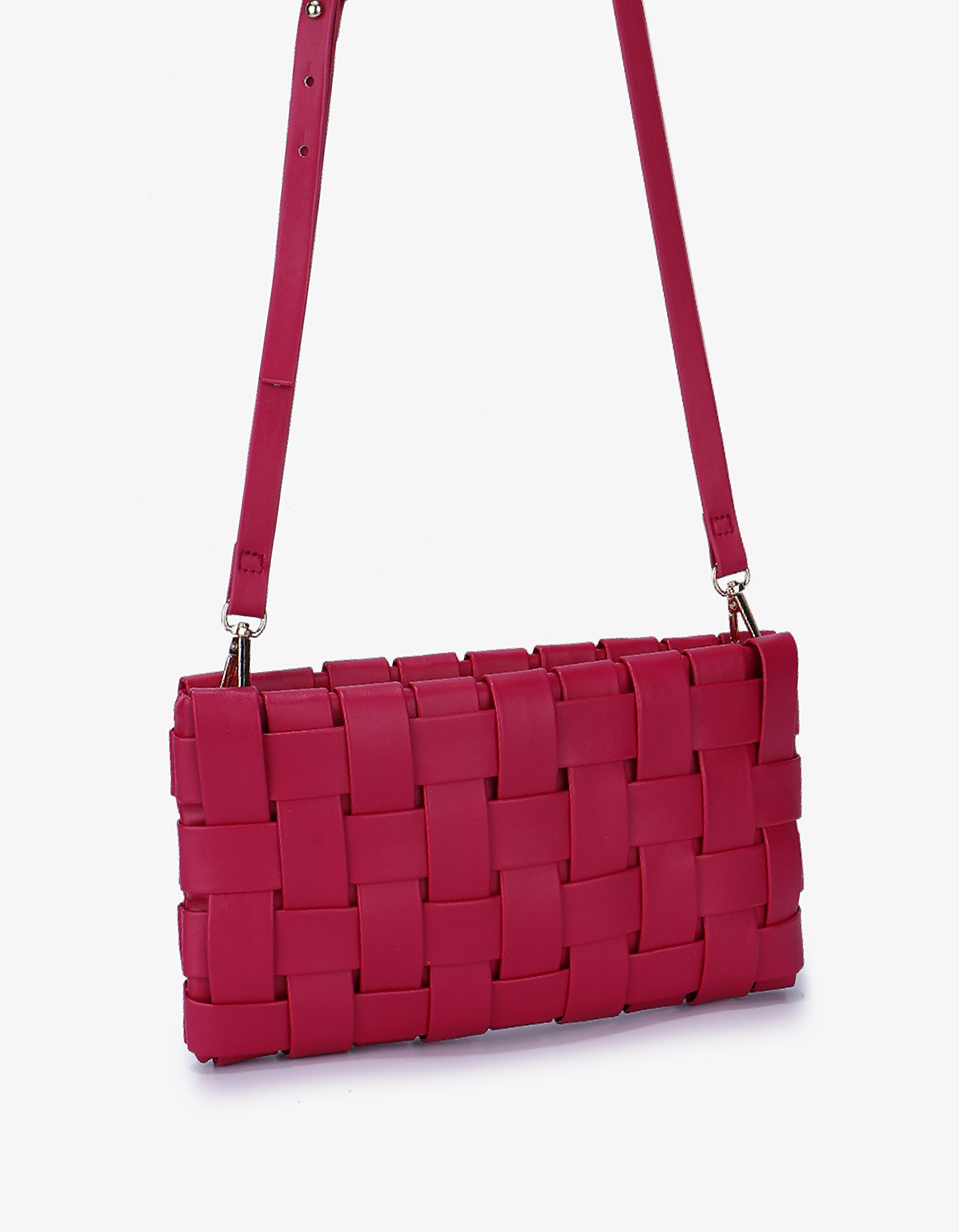 LINDY WOVEN CLUTCH SMALL MAGENTA