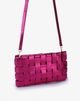 LINDY WOVEN CLUTCH SMALL HI SHINE METALLIC MAGENTA