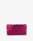 LINDY WOVEN CLUTCH SMALL HI SHINE METALLIC MAGENTA