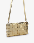 LINDY WOVEN CLUTCH SMALL HI SHINE METALLIC PLATINUM