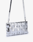 LINDY WOVEN CLUTCH SMALL HI SHINE METALLIC SILVER