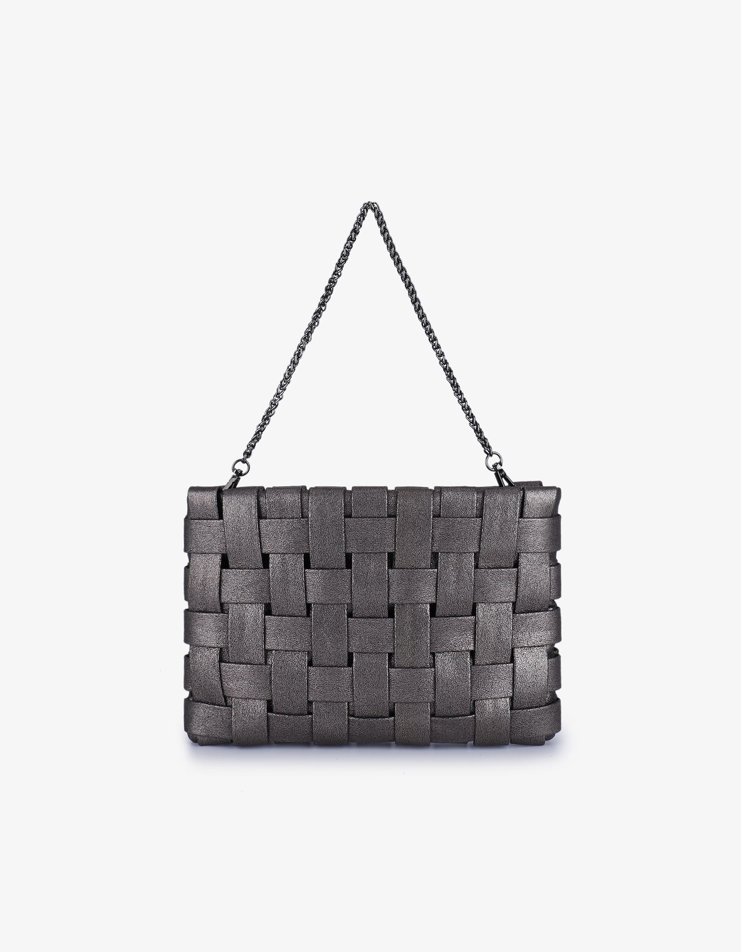 Lindy woven clutch bag with chain strap by Remi and Reid.