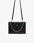 Lindy woven clutch bag with chain strap design and crossbody strap by Remi and Reid.