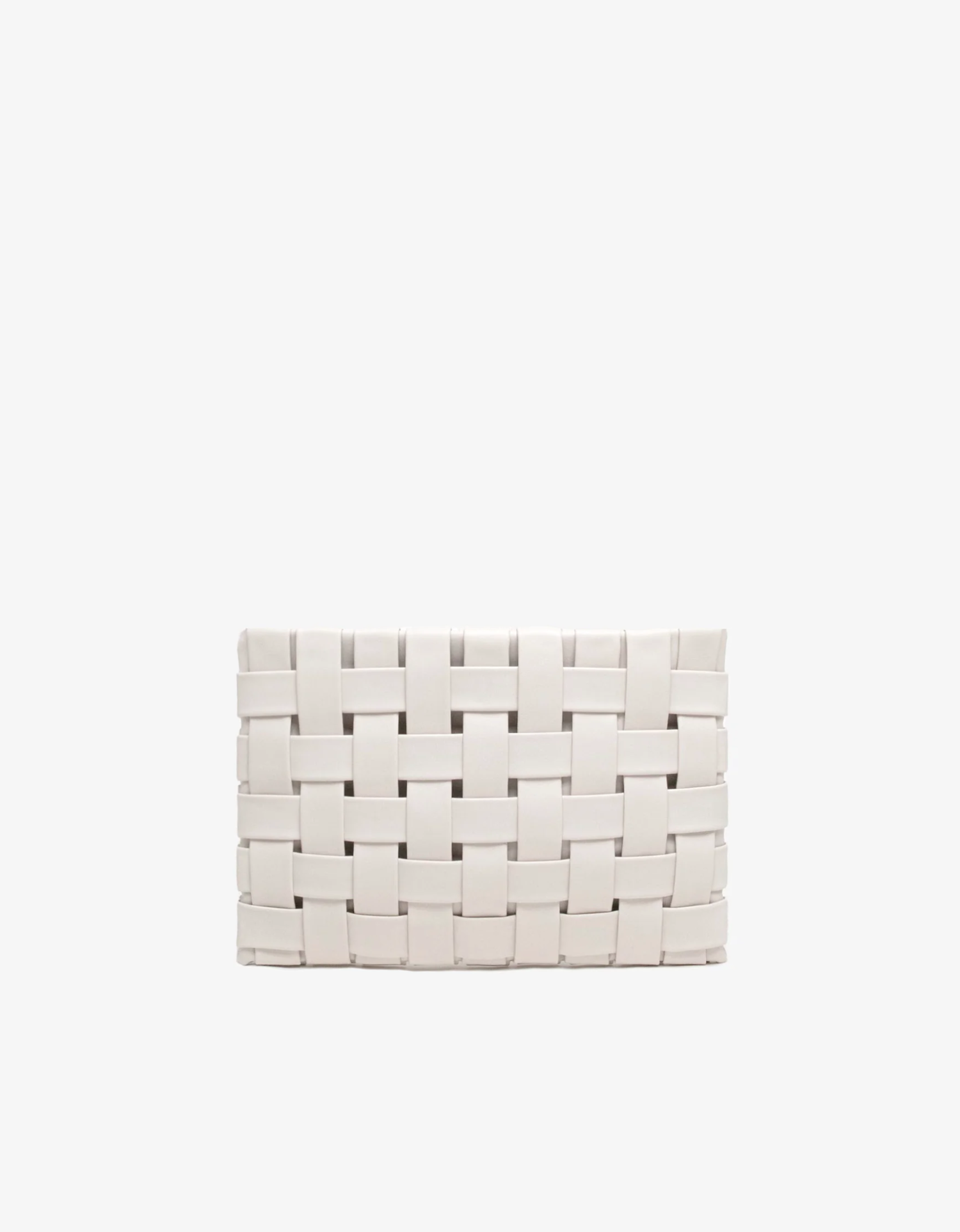Large Lindy woven off-white clutch with light gold hardware by Remi and Reid.