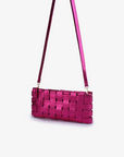 LINDY WOVEN CLUTCH SMALL HI SHINE METALLIC MAGENTA