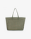 Olive green Oya Grommet Canvas Tote featuring rows of gold-tone metal eyelets and dual shoulder straps by Remi and Reid.