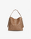 A mauve brown shoulder waxed mauve handbag with minimalist design and a long strap by Remi and Reid.