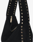PASCAL SHOULDER STUDDED FAUX SUEDE BLACK
