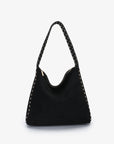 PASCAL SHOULDER STUDDED FAUX SUEDE BLACK