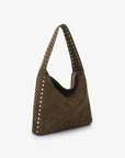 PASCAL SHOULDER STUDDED FAUX SUEDE OLIVE