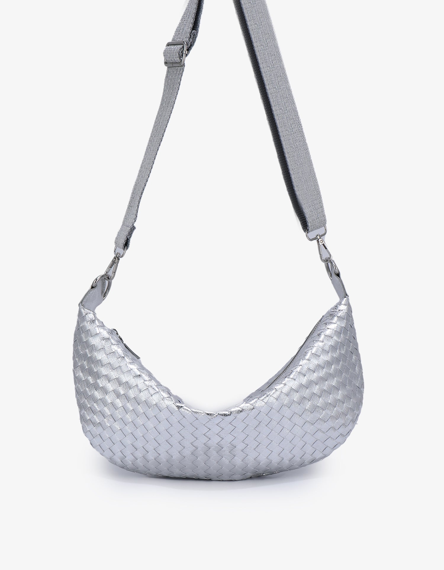 PEPPA CONVERTIBLE LARGE WOVEN SLING HI SHINE SILVER