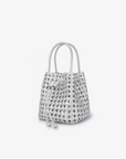 PERRIE BUCKET MINI WOVEN SQUARE HI SHINE SILVER