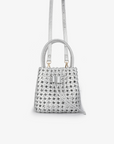 PERRIE BUCKET MINI WOVEN SQUARE HI SHINE SILVER