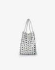 PERRIE BUCKET MINI WOVEN SQUARE HI SHINE SILVER