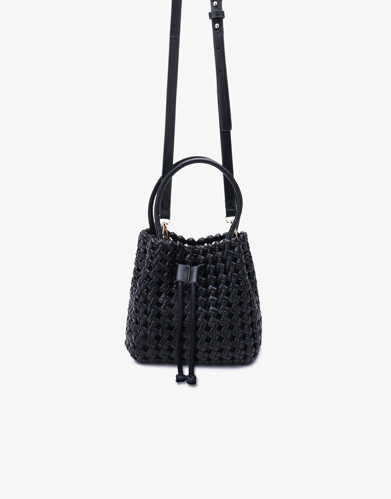 PERRIE BUCKET MINI WOVEN SQUARE BLACK