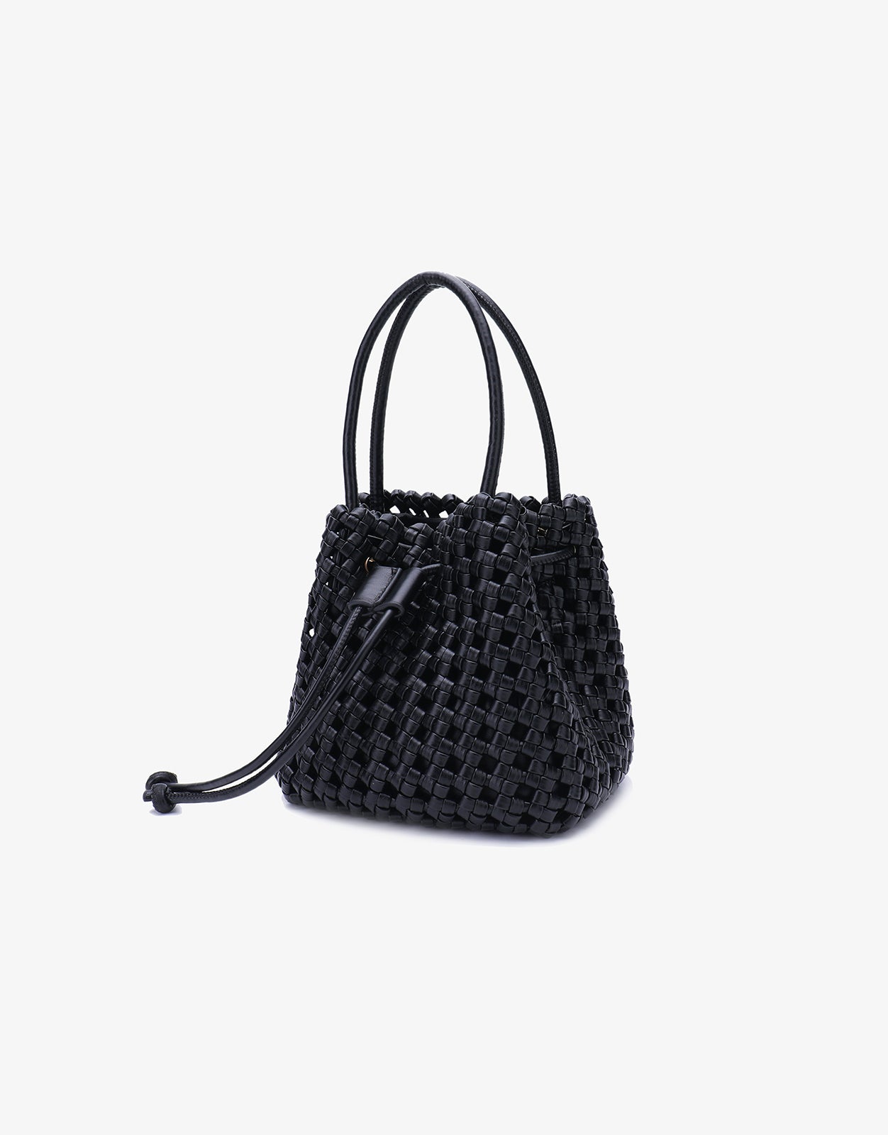 PERRIE BUCKET MINI WOVEN SQUARE BLACK