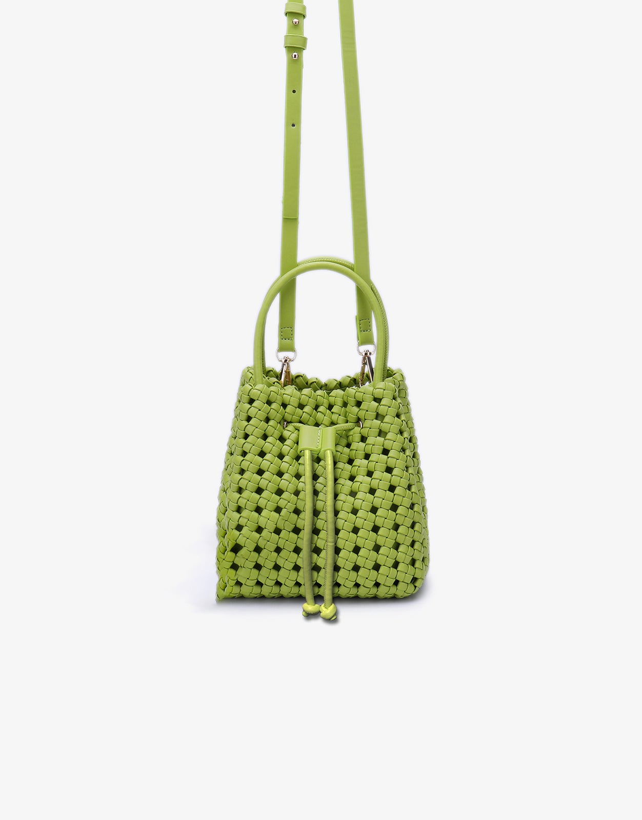 PERRIE BUCKET MINI WOVEN SQUARE LIME