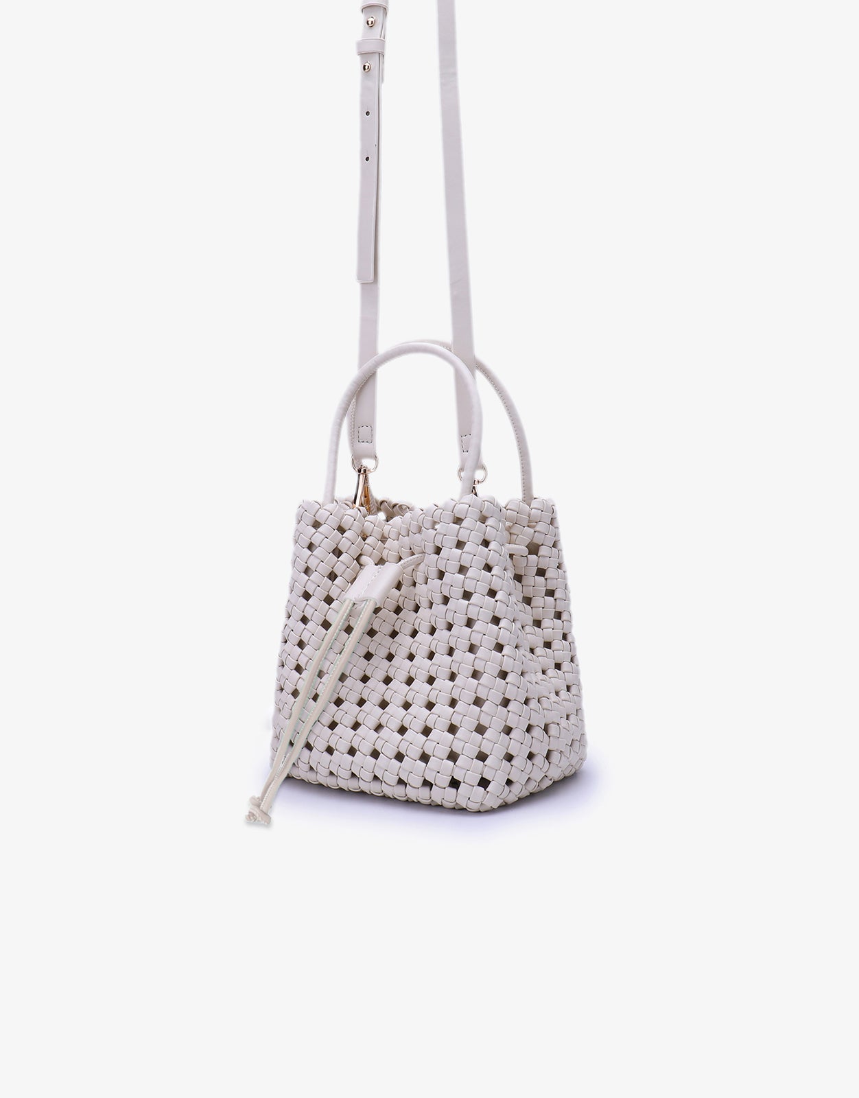 PERRIE BUCKET MINI WOVEN SQUARE OFF WHITE