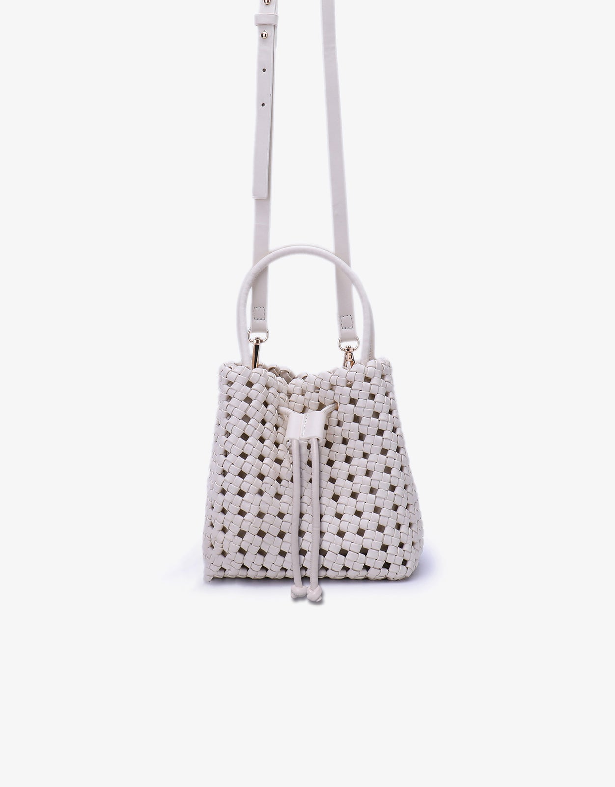 PERRIE BUCKET MINI WOVEN SQUARE OFF WHITE