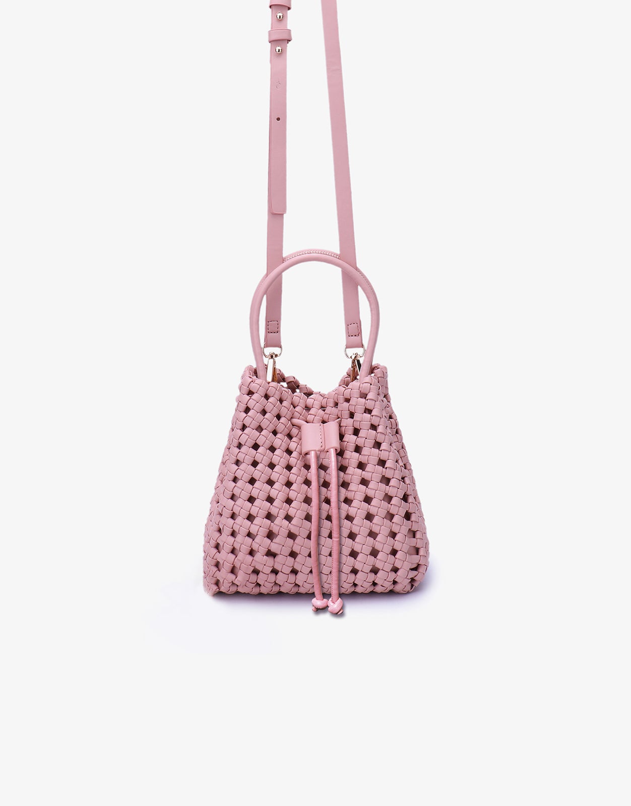 PERRIE BUCKET MINI WOVEN SQUARE BALLET PINK