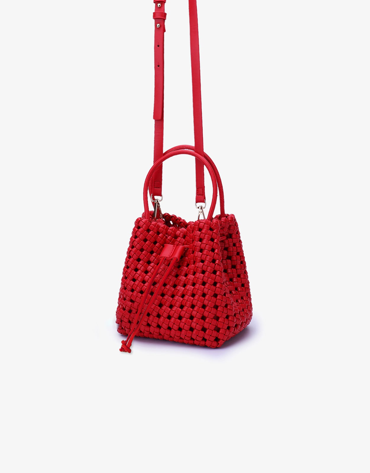 PERRIE BUCKET MINI WOVEN SQUARE RED