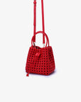 PERRIE BUCKET MINI WOVEN SQUARE RED